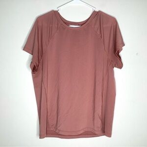 < Athleta Breathable Coral Colored Short Sleeve Athletic Shirt >